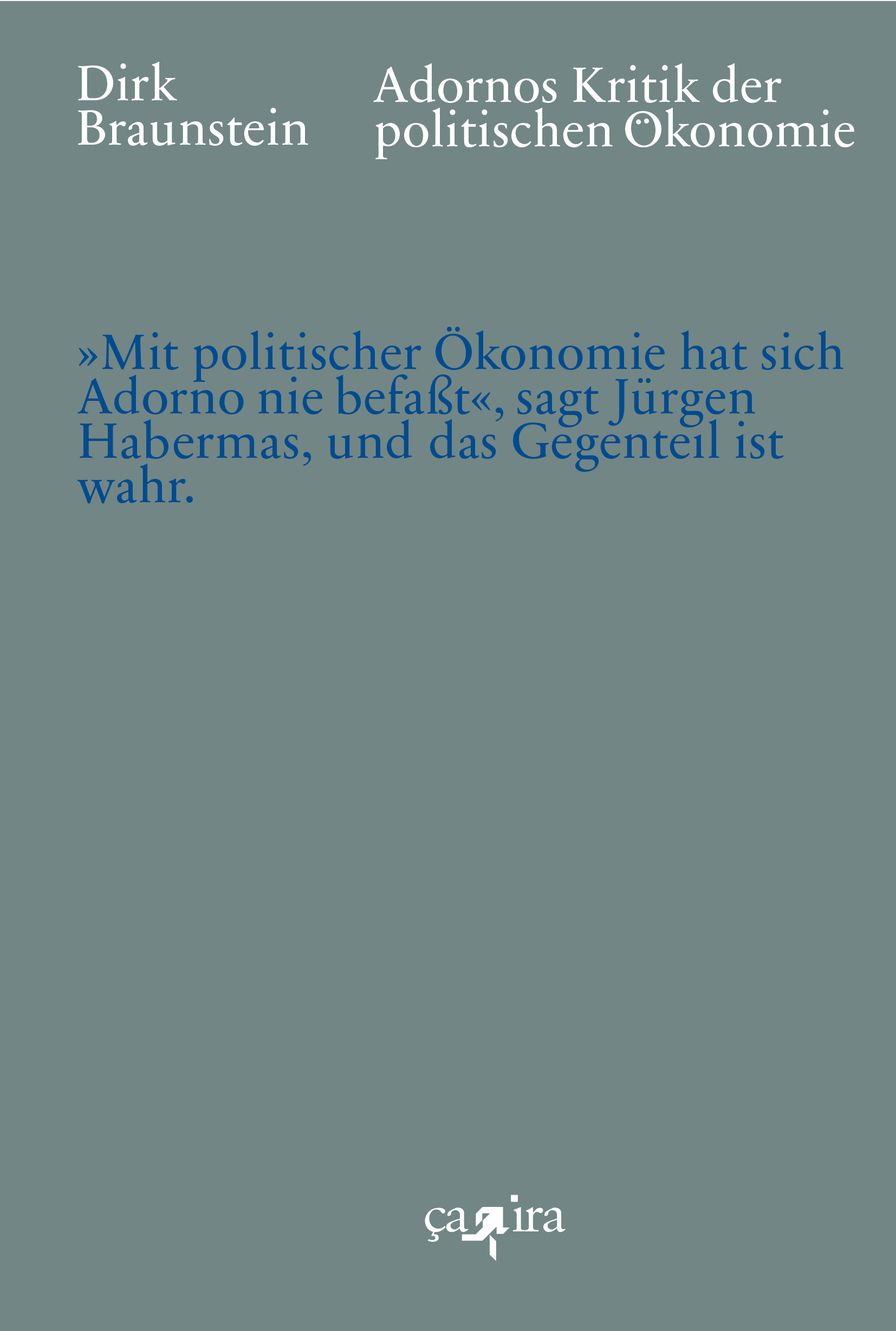 Dirk Braunstein: Adornos Kritik der politischen Ökonomie