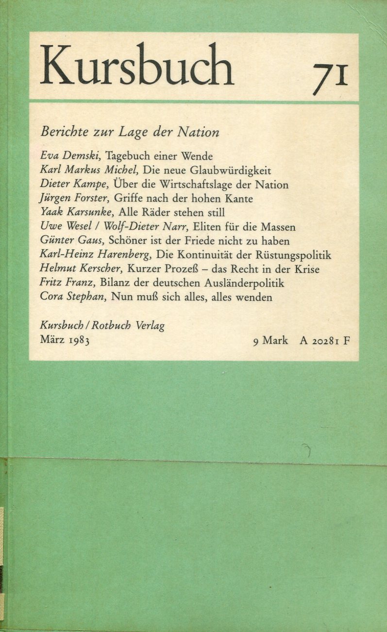 Kursbuch 71 - Berichte zur Lage der Nation