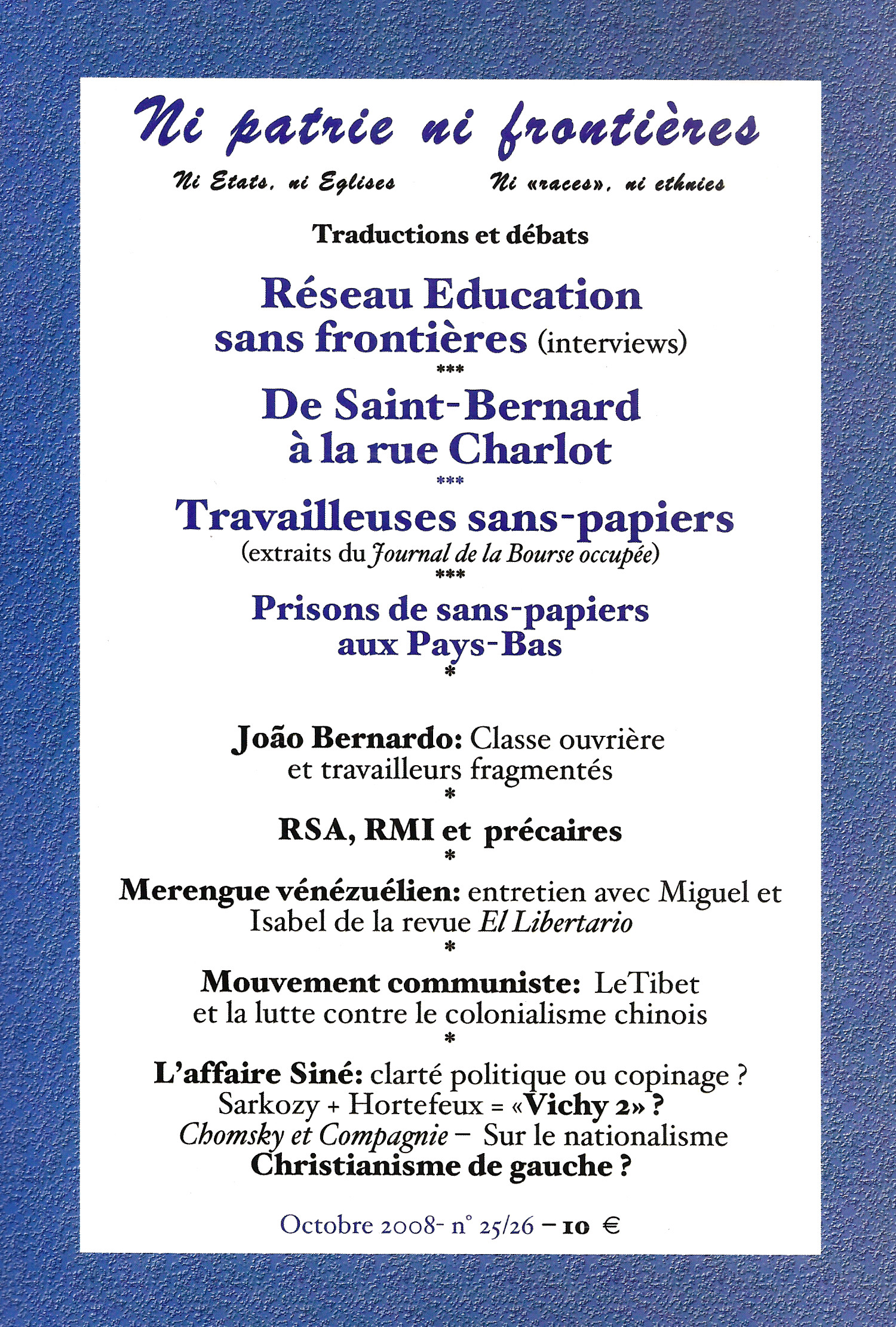 NPNF25-26-1 Ni patrie ni frontières N° 25-26: RESF et sans-papiers