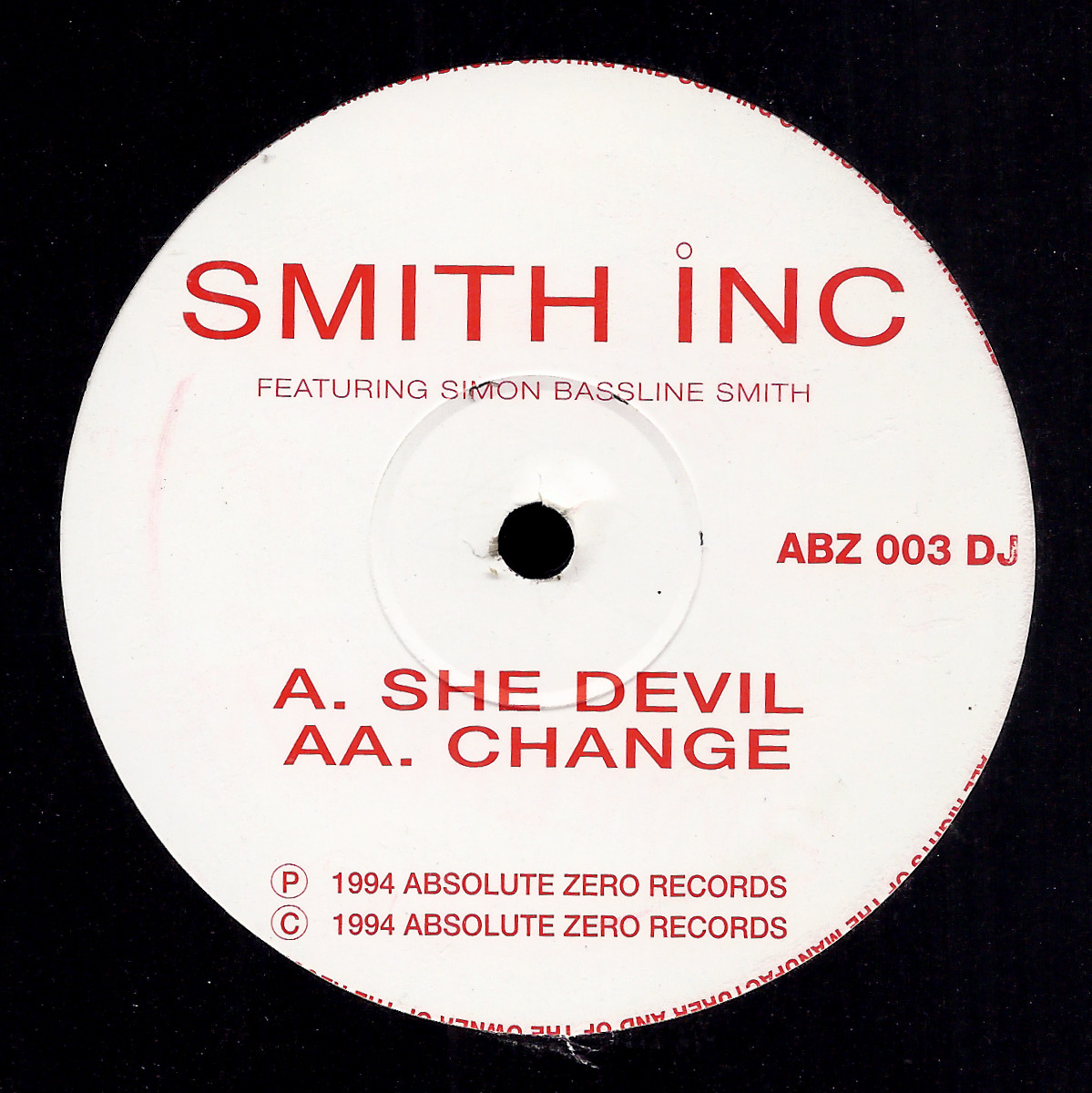 ABZ003DJ Smith Inc Featuring Simon Bassline Smith: She Devil / Change