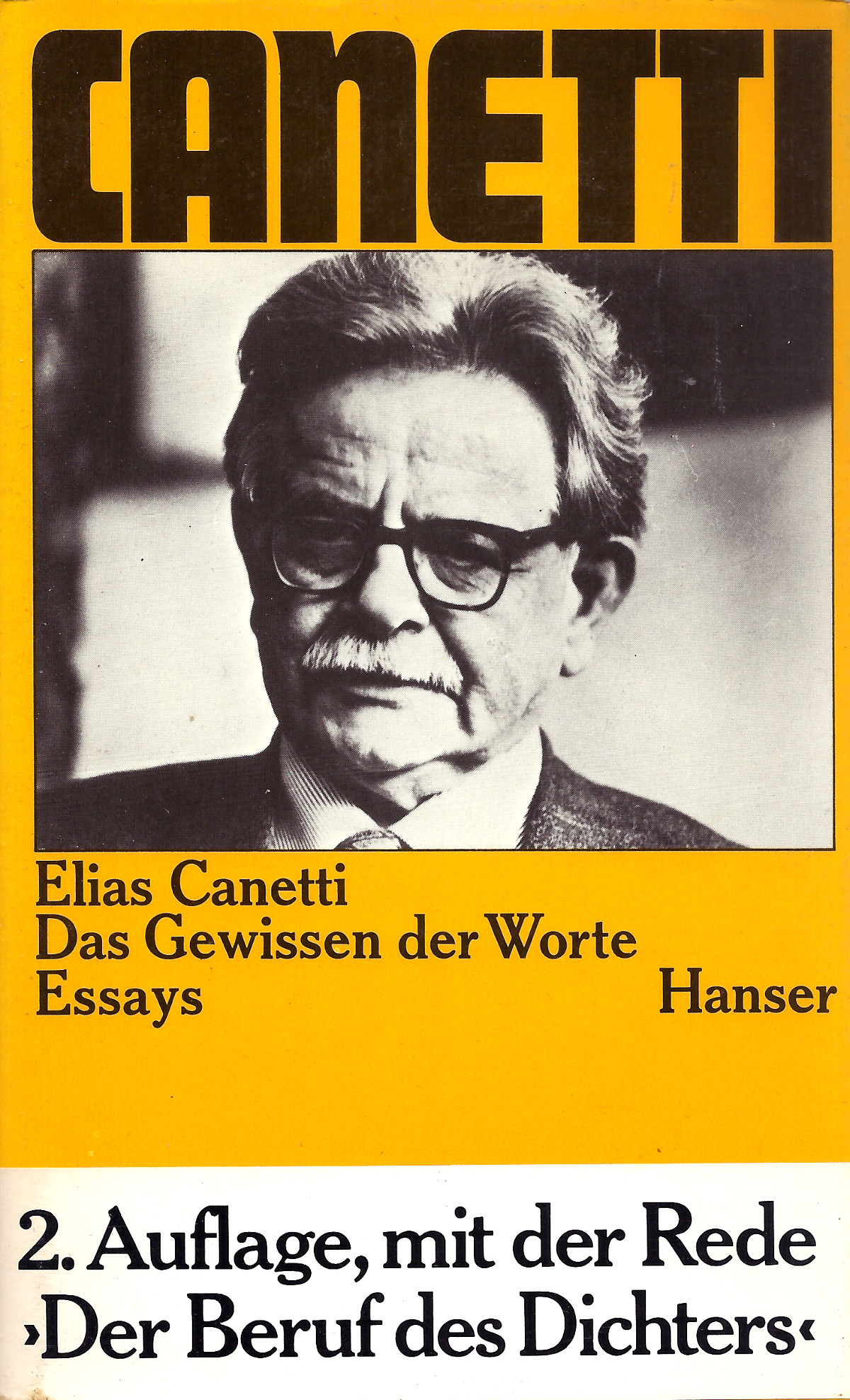 Canetti-Gewissen-2-geb Elias Canetti: Das Gewissen der Worte - Essays - 2.Auflage