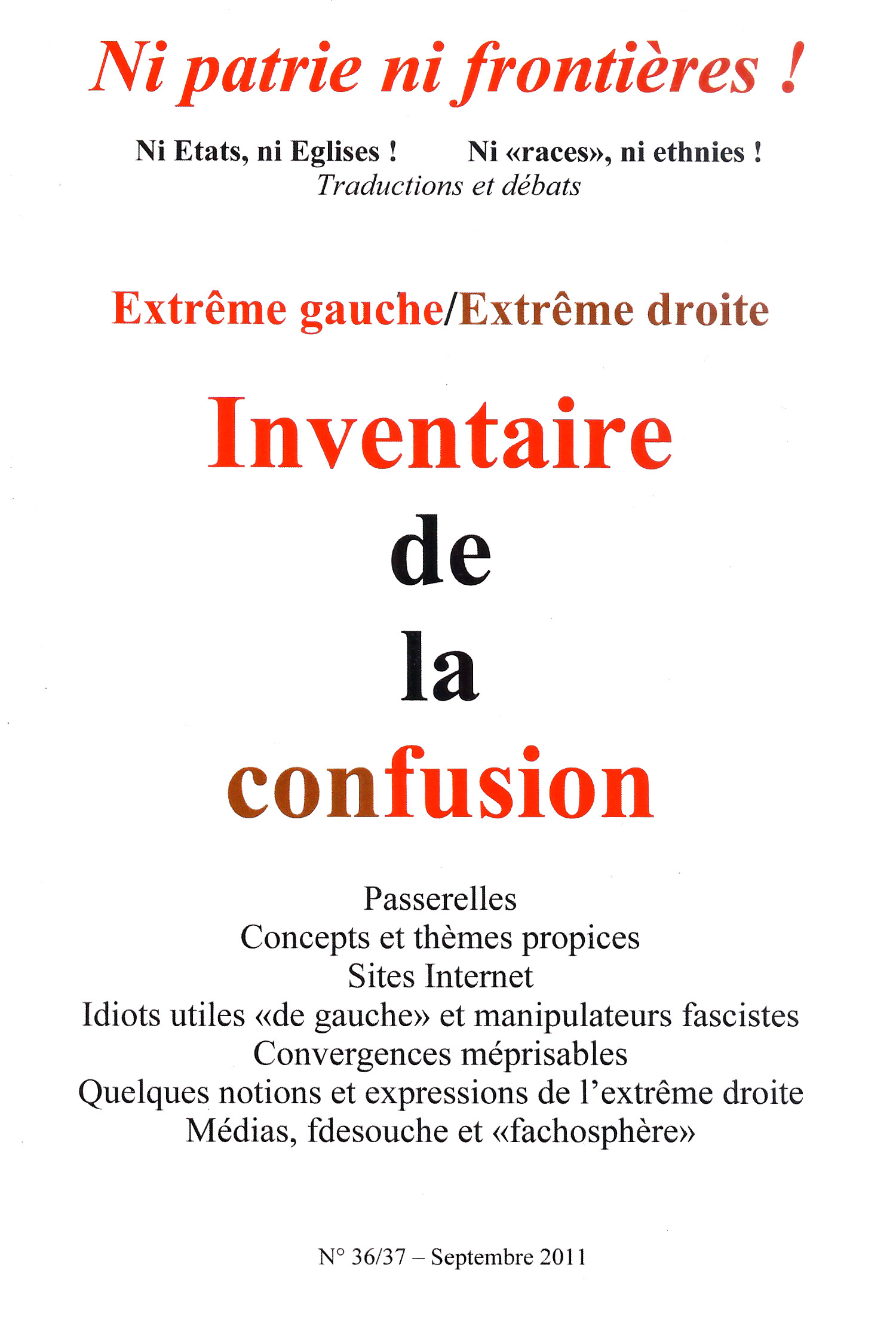 NPNF36-37-1 Ni patrie ni frontières N° 36-37: Extrême gauche/extrême droite - Inventaire de la confusion