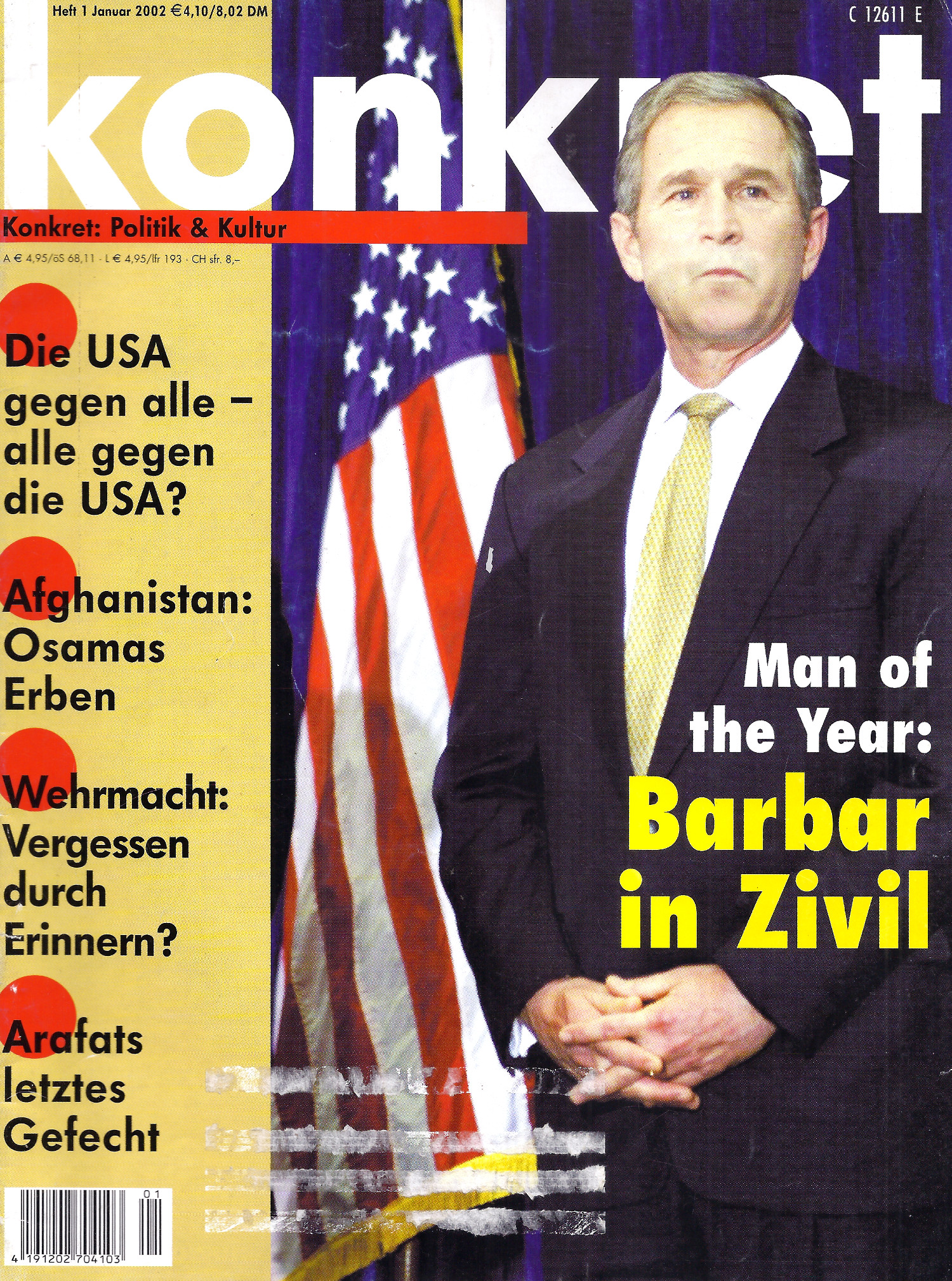 konkret-2002-01 konkret - die Monatszeitschrift für Politik und Kultur. Jahrgang 2002 komplett