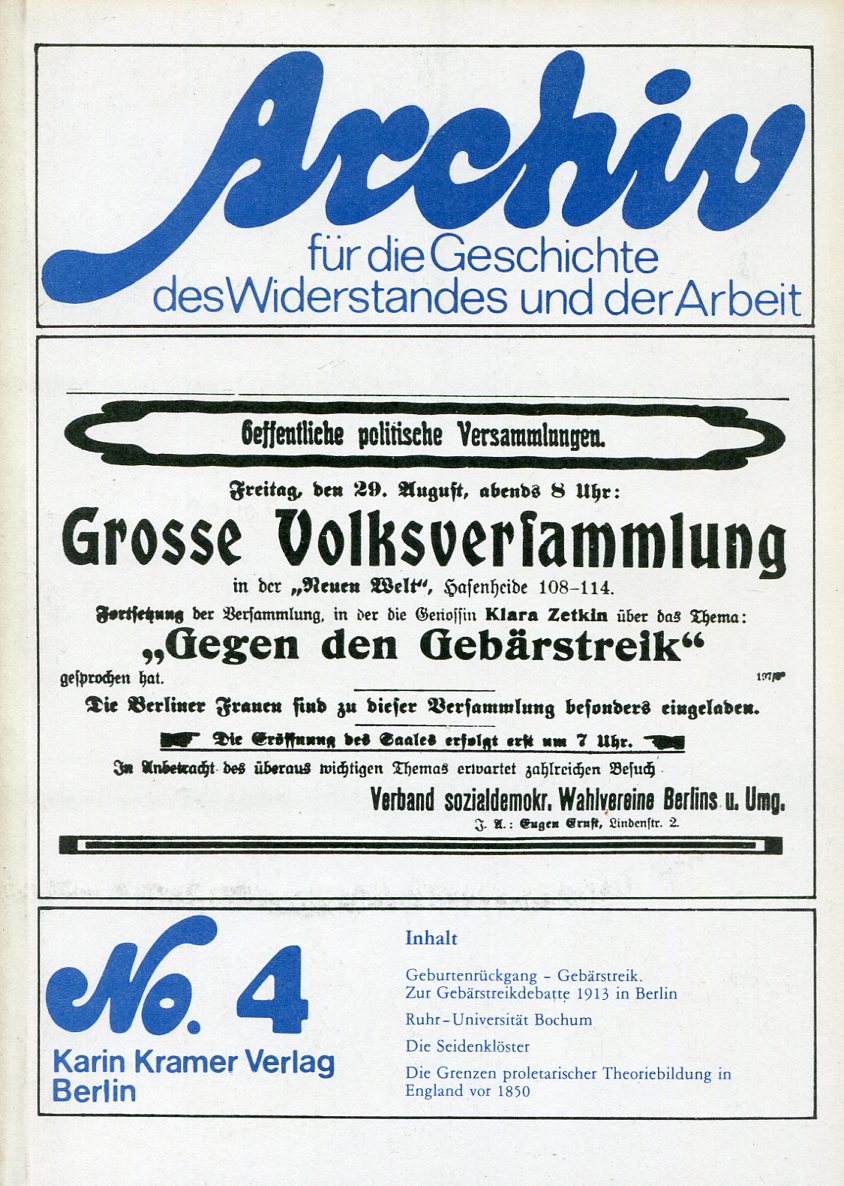 Archive für die Geschicte des Widerstandes und der Arbeit No. 4