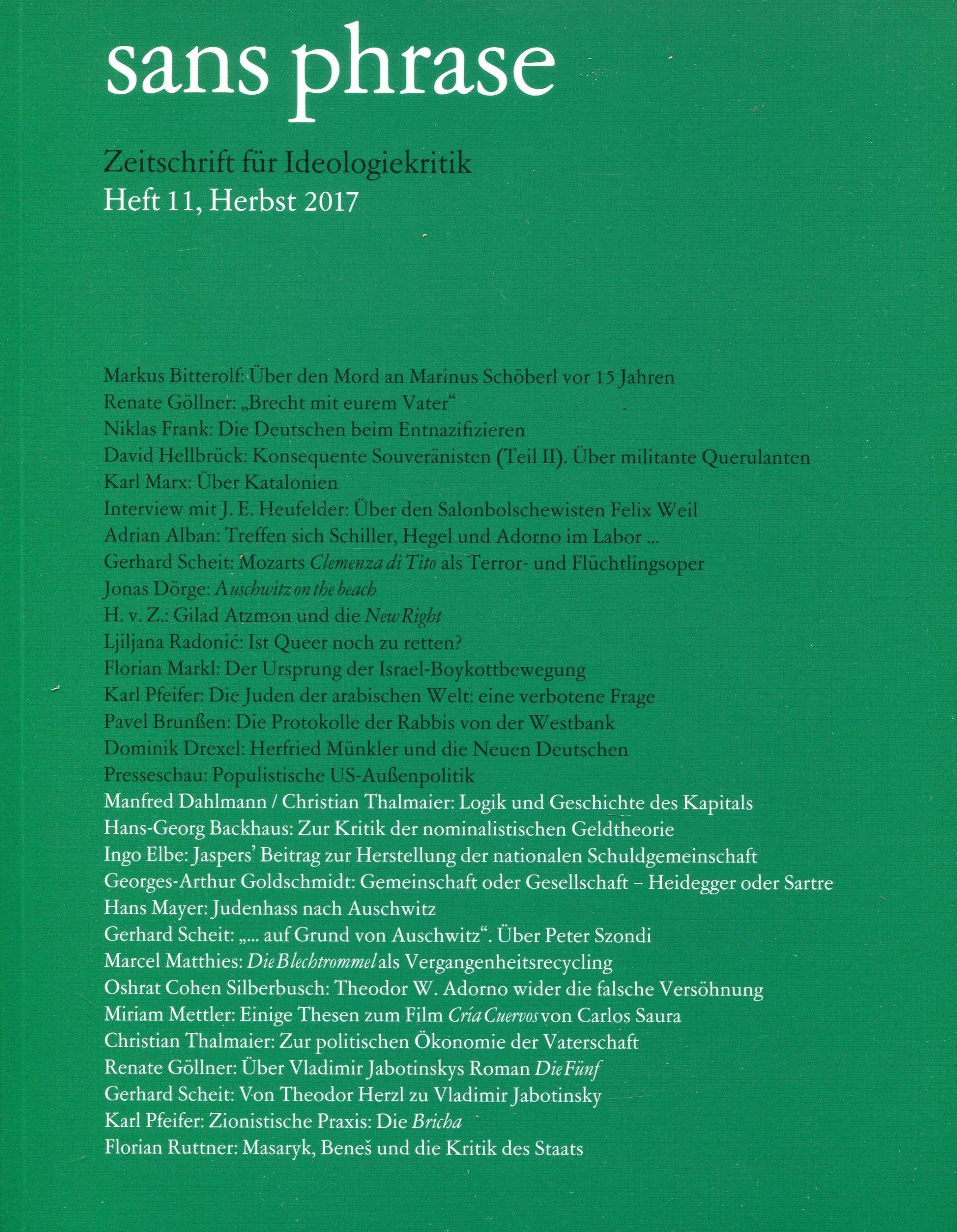 sans phrase, Heft 11