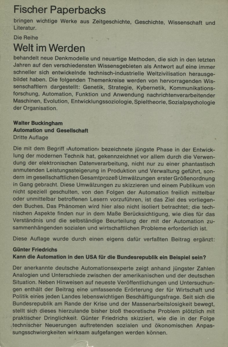 f69cd42019aabbb127cdfc70a5ccdca8 Walter Buckingham: Automation und Gesellschaft